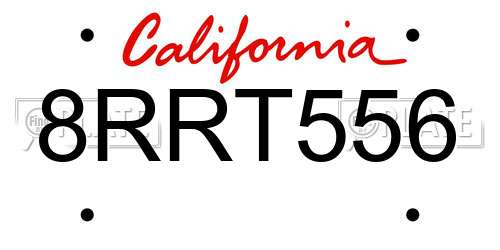 8RRT556 California License Plate