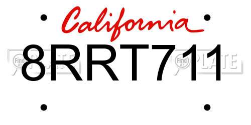 8RRT711 California License Plate