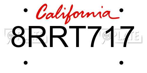 8RRT717 California License Plate