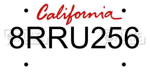 8RRU256 California License Plate