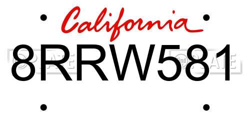 8RRW581 California License Plate