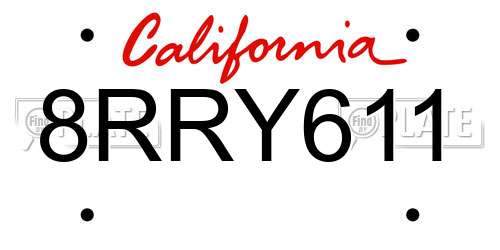 8RRY611 California License Plate