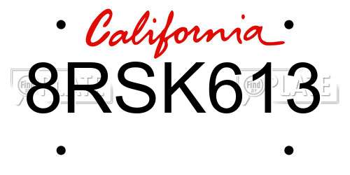 8RSK613 California License Plate