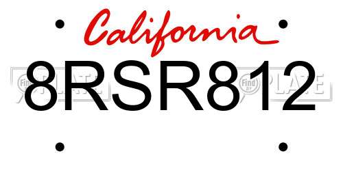 8RSR812 California License Plate