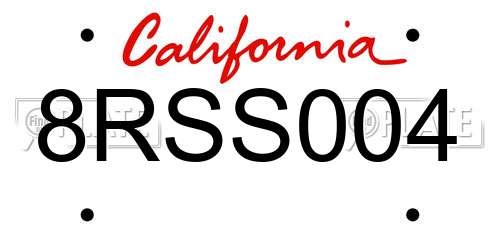 8RSS004 California License Plate
