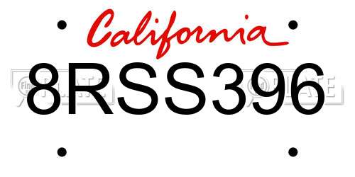 8RSS396 California License Plate