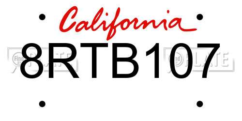 8RTB107 California License Plate