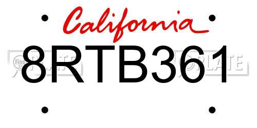 8RTB361 California License Plate