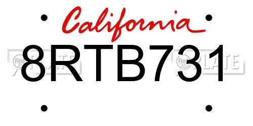 8RTB731 California License Plate