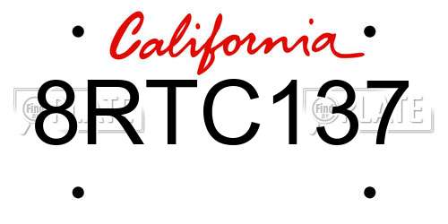 8RTC137 California License Plate