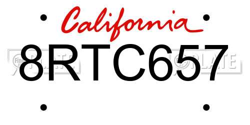 8RTC657 California License Plate