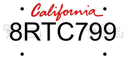 8RTC799 California License Plate