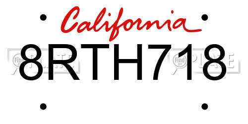 8RTH718 California License Plate