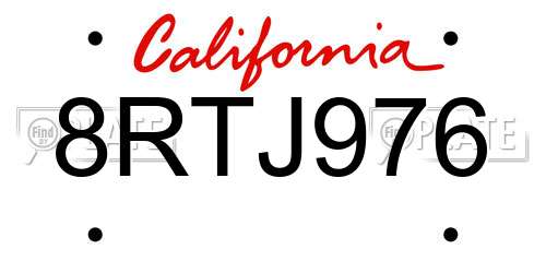 8RTJ976 California License Plate