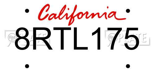 8RTL175 California License Plate