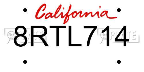 8RTL714 California License Plate