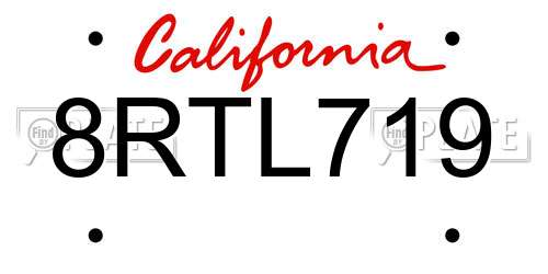 8RTL719 California License Plate
