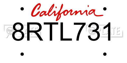 8RTL731 California License Plate