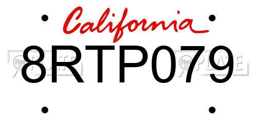 8RTP079 California License Plate