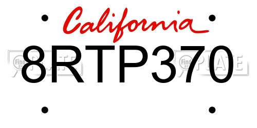 8RTP370 California License Plate