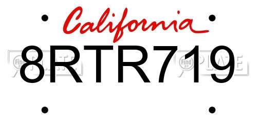 8RTR719 California License Plate