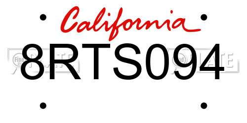 8RTS094 California License Plate