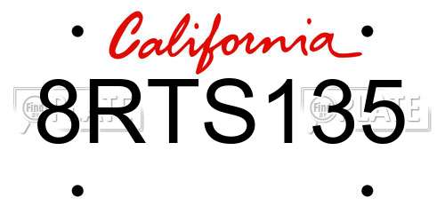 8RTS135 California License Plate