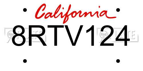 8RTV124 California License Plate