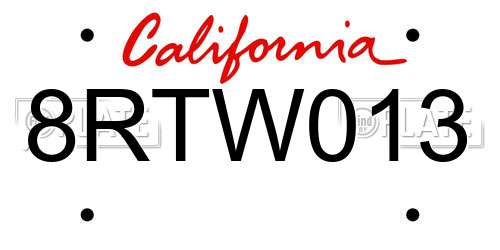 8RTW013 California License Plate