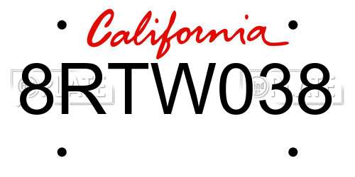 8RTW038 California License Plate
