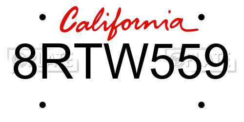 8RTW559 California License Plate