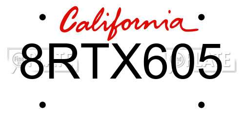 8RTX605 California License Plate