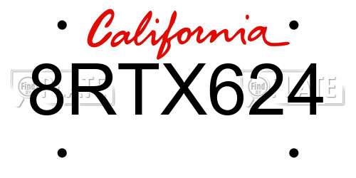 8RTX624 California License Plate