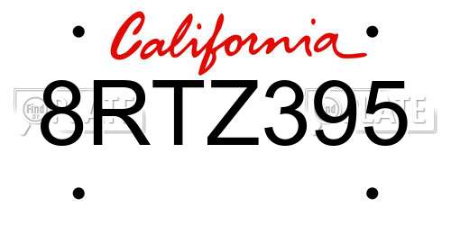 8RTZ395 California License Plate
