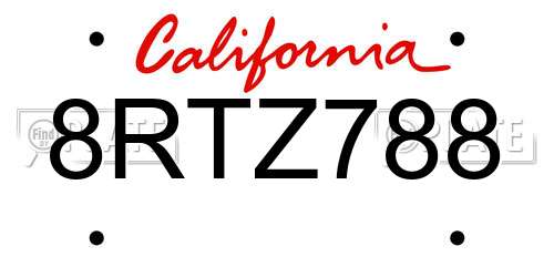 8RTZ788 California License Plate