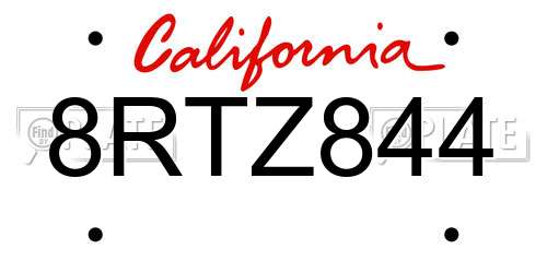 8RTZ844 California License Plate