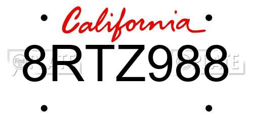 8RTZ988 California License Plate