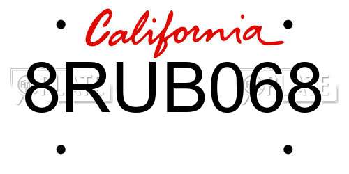 8RUB068 California License Plate