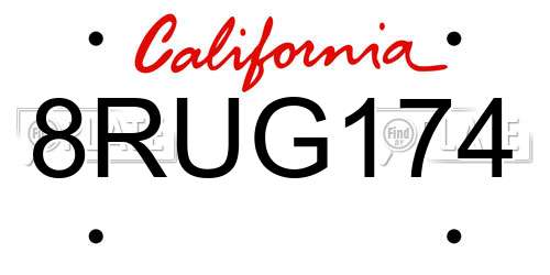 8RUG174 California License Plate
