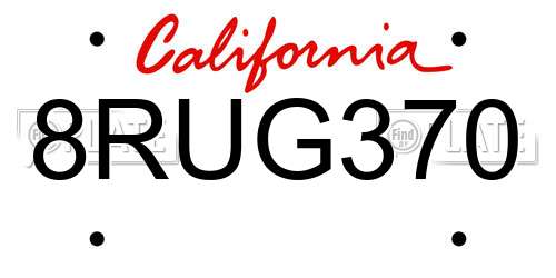 8RUG370 California License Plate