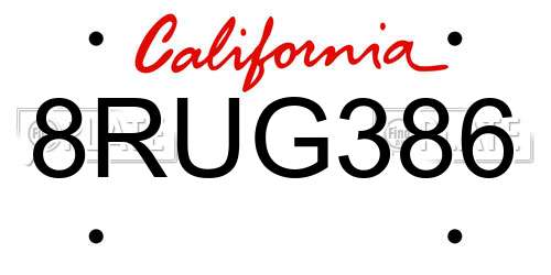8RUG386 California License Plate