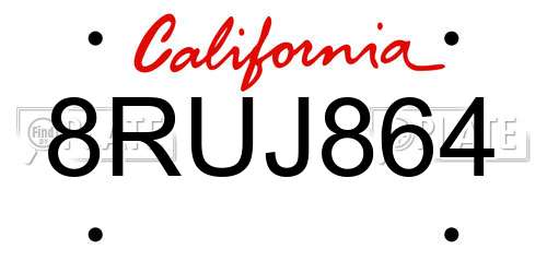 8RUJ864 California License Plate