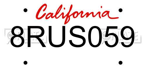 8RUS059 California License Plate