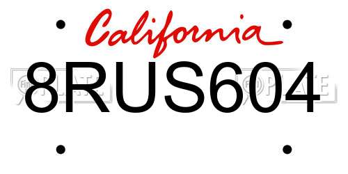 8RUS604 California License Plate