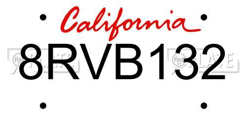 8RVB132 California License Plate