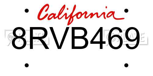 8RVB469 California License Plate
