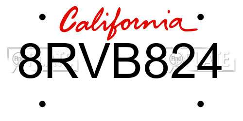 8RVB824 California License Plate