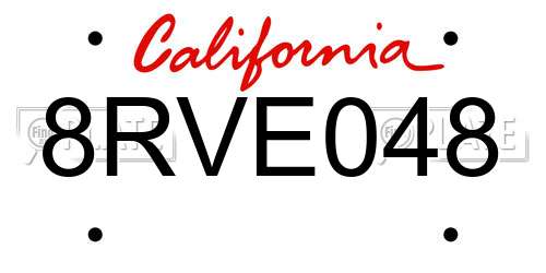 8RVE048 California License Plate