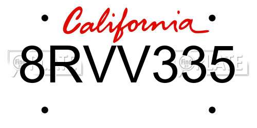 8RVV335 California License Plate