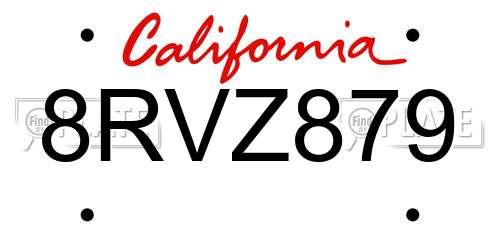 8RVZ879 California License Plate
